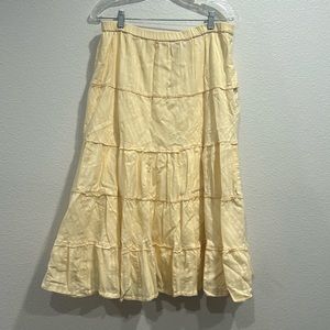 Shaver Lake Casual Ruffled Embellished Midi Yellow Skirt SZ Large
